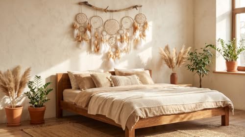 5-Piece Moon Phase Dreamcatcher Set, Boho Macrame Wall Hanging Decor