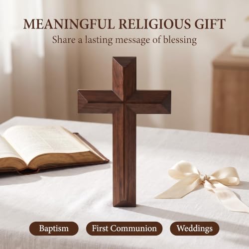 13-Inch Solid Black Walnut Wood Wall Cross - Christian Home Decor