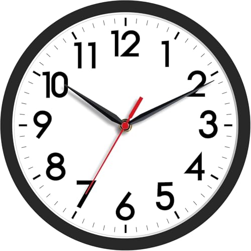 8-Inch Silent Wall Clock - Modern Small Battery Operated Analog Clock