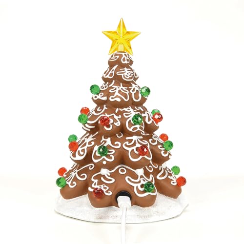 Lit Cookie Christmas Tree Figurine - 6.5" Porcelain Village Decor
