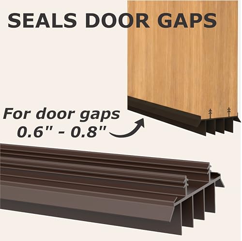 36-Inch Kerf Exterior Door Sweep Seal with Vinyl Fins - 2 Pack, Brown