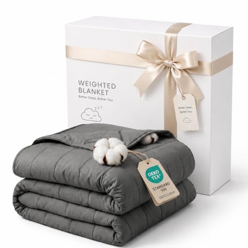 Breathable Cotton Weighted Blanket for Adults - 15 lbs Queen