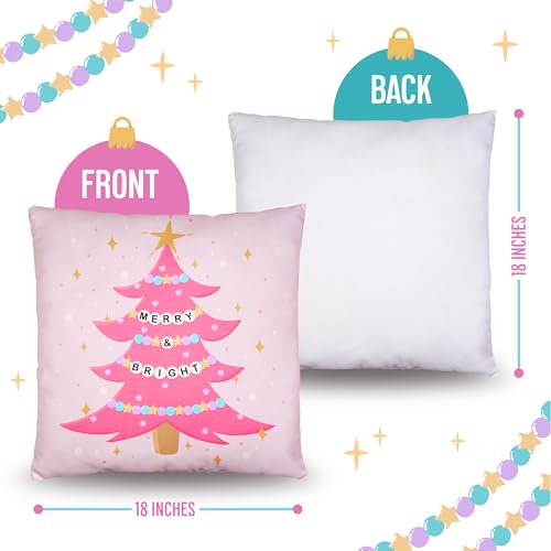 Pink Christmas Pillow Covers 18x18 inches - Set of 4 Holiday Decor