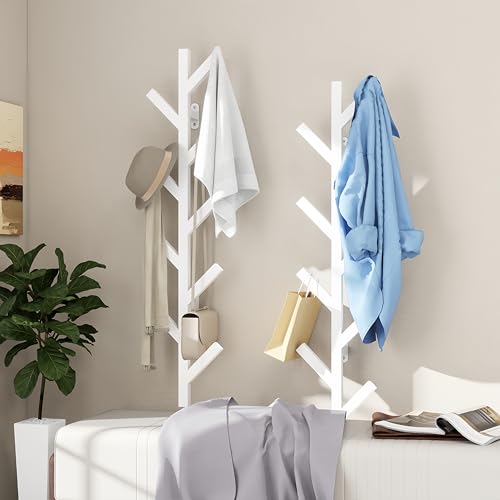 Vertical Wall-Mounted Coat Rack, 37.8-inch Steel Hat Hook with 9 Hooks