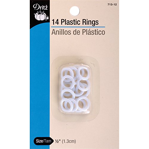 1/2-Inch White Plastic Sewing Rings for Curtains and Crafts, 14-Count