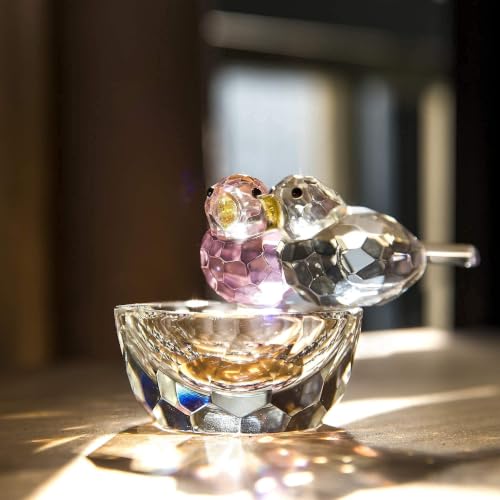 3.3-Inch K9 Crystal Bird Figurine Art Glass Paperweight Ring Holder Decor