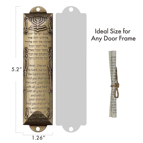 Engraved Bronze Mezuzah Case 5.3-Inch with Scroll, 3-Pack