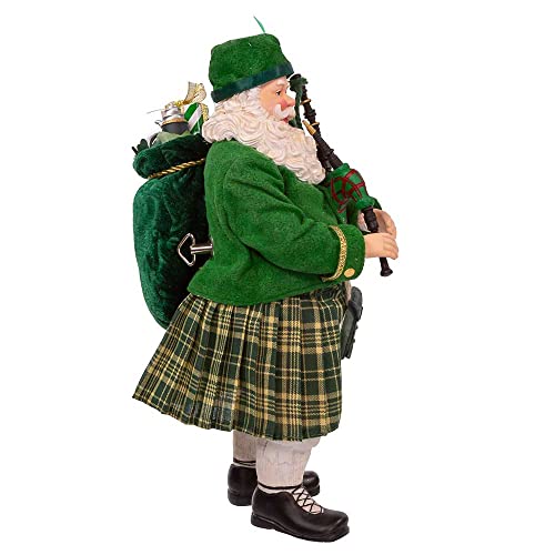 Kurt Adler 10.5-Inch Irish Bagpiper Santa Ornament - Musical Christmas Decoration