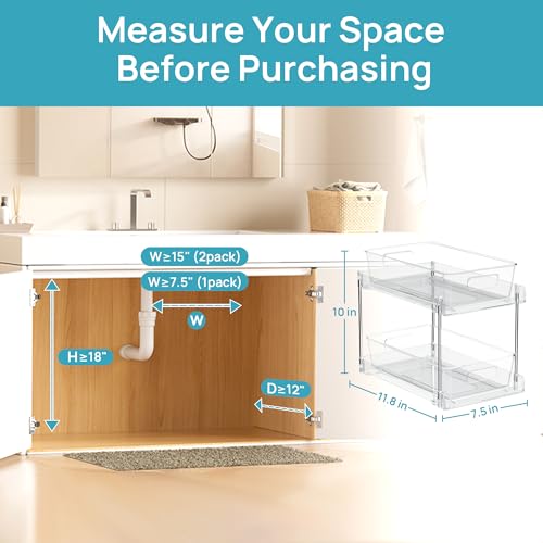 Vtopmart 4 Pack Pull Out Bathroom Under Sink Organizer (S-Standard)