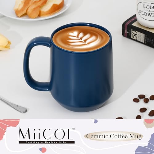 Miicol Navy Ceramic Coffee Mug 16 oz - Large Tea Cup with Handle