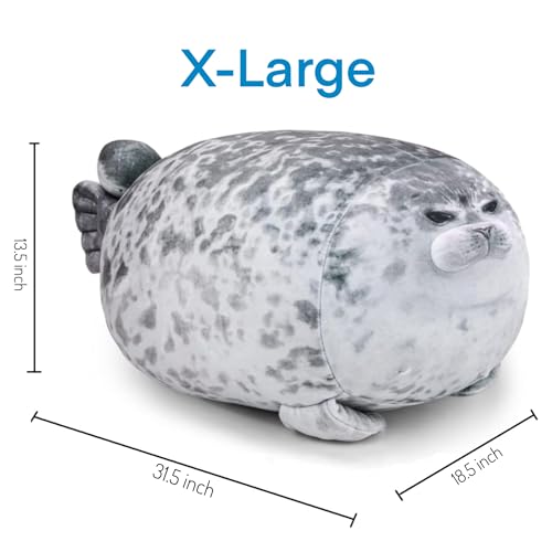 X-Large 31.5 Inch Chubby Blob Seal Plush Pillow, Soft Cute Cuddle Toy
