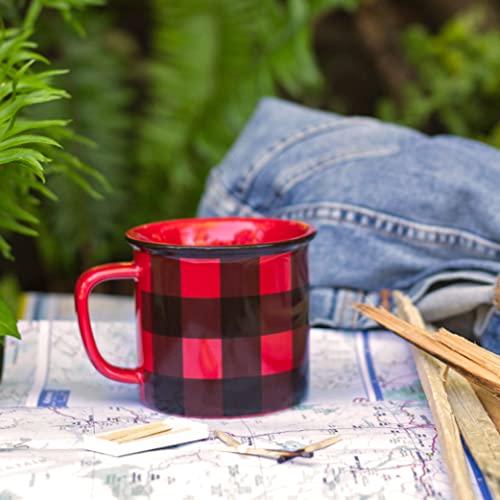 Now Designs Red Buffalo Check Heritage Mug Set of 2 12 oz - Cozy Kitchen Drinkware