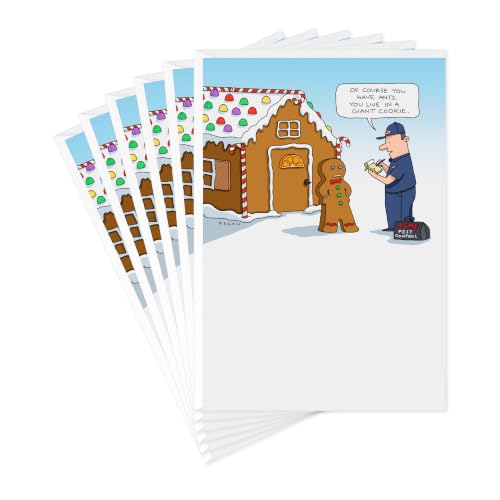 Gingerbread House Hallmark Shoebox Funny Christmas Cards Pack (6 Cards with Envelopes) - Gingerbread, 6 Funny Cards