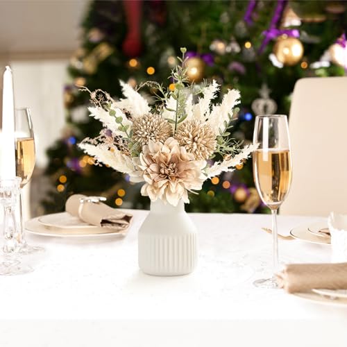 12.5" Faux Flower Arrangement in Ceramic Vase for Home Decor
