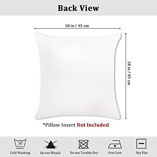 Bonhause Blue Pink Christmas Throw Pillow Covers 18 x 18 Inch Reindeer Snowman Xmas Trees Santa Snow Decorative Pillow Cases for Couch Bed Home Winter Holiday Decor Set of 4