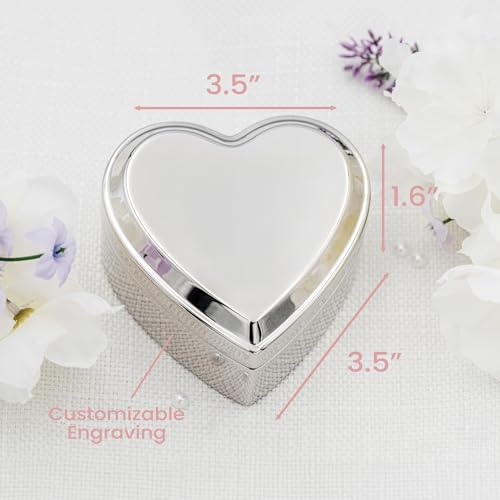 Personalized Silver Heart Jewelry Box - Engraved Baptism Keepsake Gift