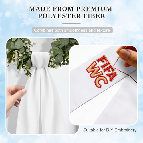 White Wreath Sash for Front Door 2-Pack Polyester Embroidery Blank