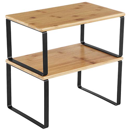 Stackable Kitchen Cabinet Shelf Risers - Set of 2 Countertop Spice Racks