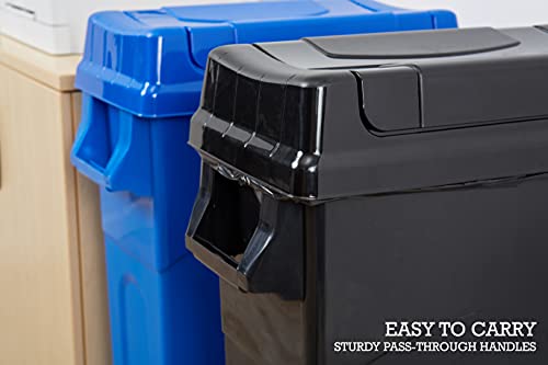 23-Gallon Slim Trash Can with Swing Lid, Black Plastic