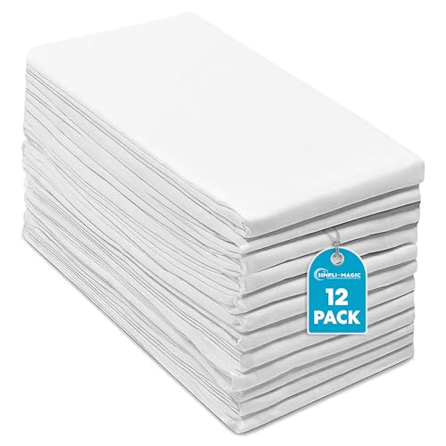 100% Cotton Flour Sack Kitchen Towels 24x24 Inch - 12 Pack Lint-Free Set