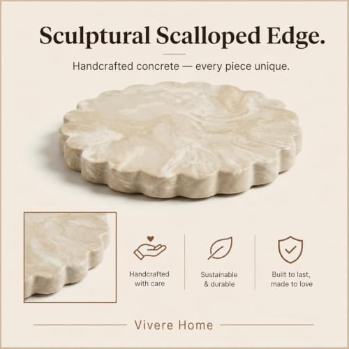 Vivere Home Concrete Stone Coasters Set of 4 - Non-Slip Drink Protectors for Coffee & Drinks