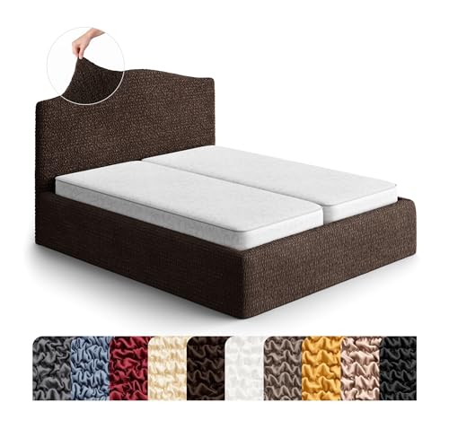 Stretch Bed Frame Slipcover - Soft Bi-Elastic Cover for Full/Queen Beds - Dark Brown