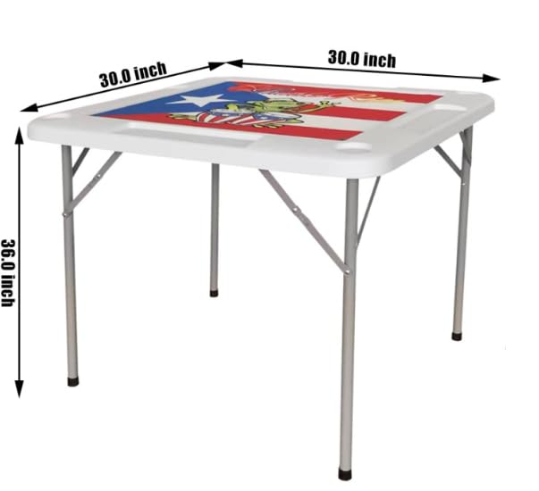 30x30 Folding Mahjong Table with Cup Holders and Chip Trays, Puerto Rico Print