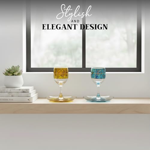 Glass Kiddush Cup Set with Matching Base – Modern Shabbat Ritual Goblet