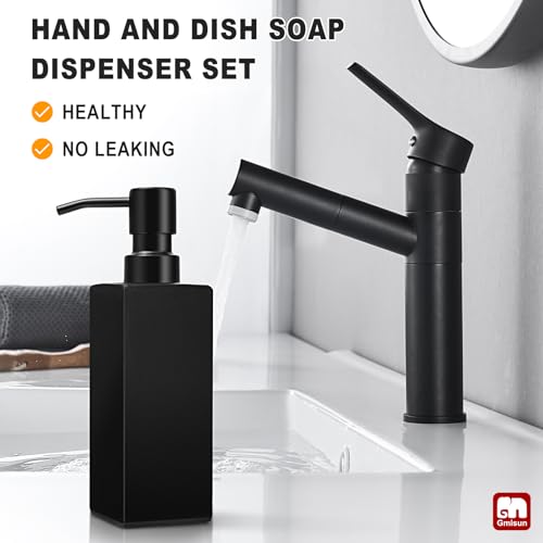 Black Glass Soap Dispenser with Rust-Proof Stainless Steel Pump - 12 oz