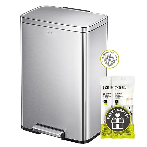 Brushed Stainless Steel Step Trash Can 13.2 Gal 50L with Soft Close Lid