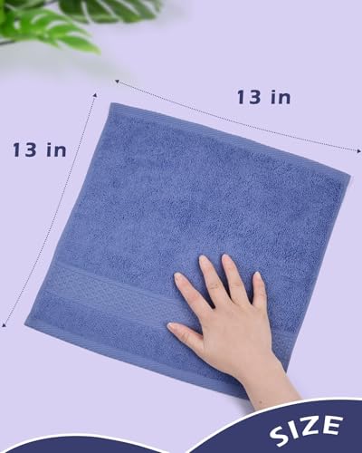 Cleanbear 100% Cotton Washcloths 12-Pack - Assorted Colors, 13x13 Inches, Soft & Durable