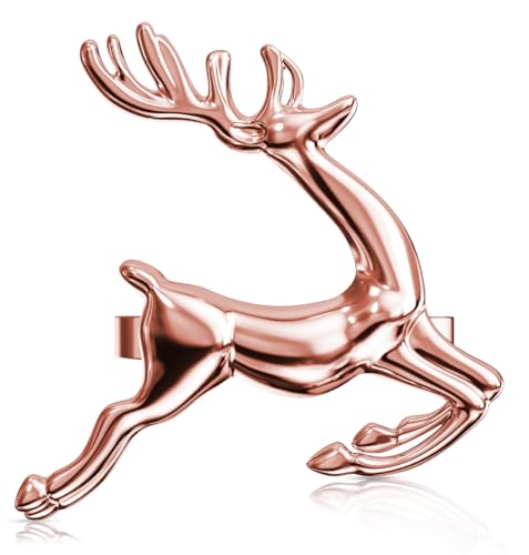 ZeeDix Christmas Rose Gold Reindeer Napkin Rings Set of 24 for Table Decor