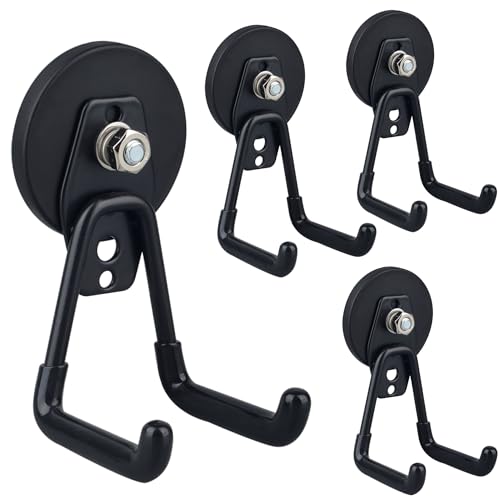 Heavy Duty Magnetic Garage Hooks 4 Pack Rubber Coated Tool Holders
