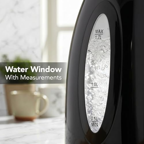 1.7L Fast Boiling Electric Kettle with Auto Shut-Off, 1100W, Black