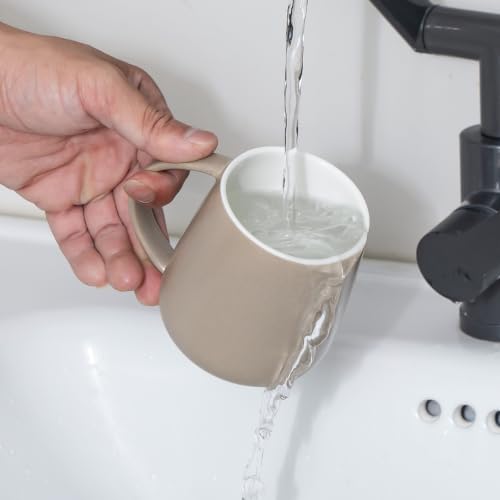 Eyrozia Eyoriza 15oz Matte Ceramic Mug Khaki – Large Coffee Cup with Big Handle, Microwave & Dishwasher Safe