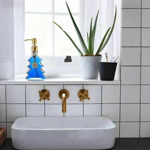 JASAI 2-Pack Christmas Tree Soap Dispensers with Golden Stainless Steel Pumps – Hand, Lotion, or Body Wash