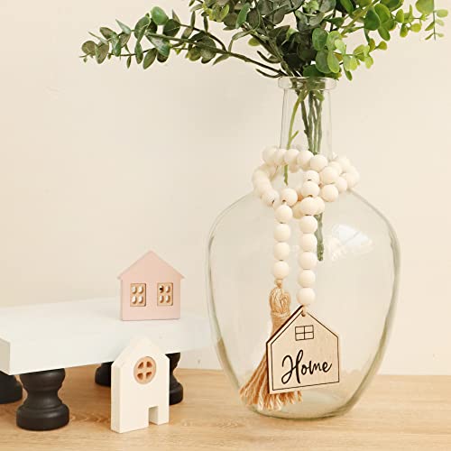 38-Inch Wooden Bead Garland with Tassels for Boho Farmhouse Home Decor