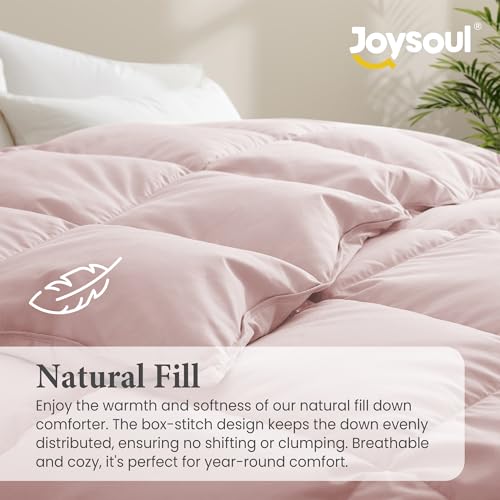 Joysoul Twin All Season Down Comforter Pink Goose Feather Duvet Insert