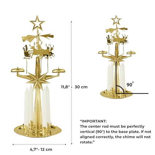 Swedish Brass Christmas Chimes Candle Carousel - Spinning Holiday Decor
