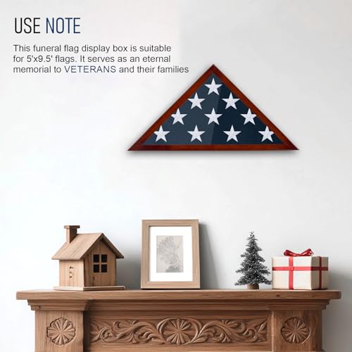 Solid Wood Burial Flag Display Case for 5x9.5 Flag - Memorial Shadow Box