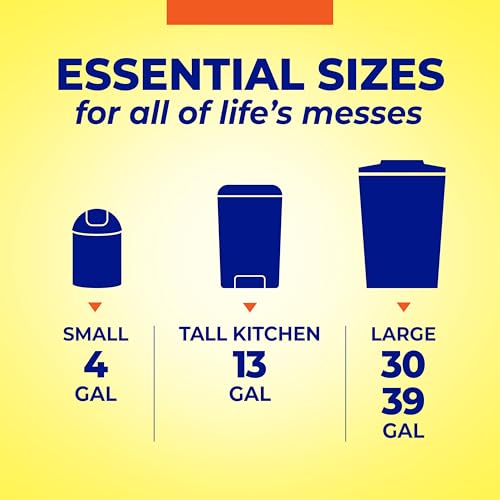 13 Gallon Tall Kitchen Trash Bags - Drawstring Unscented White (45 Count)