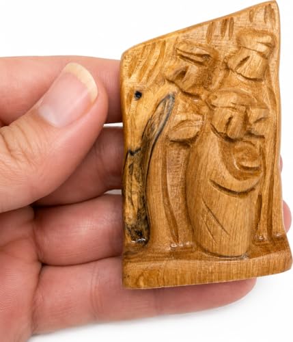 Olive Wood Nativity Set 3 Piece Hand Carved Religious Christmas Decor
