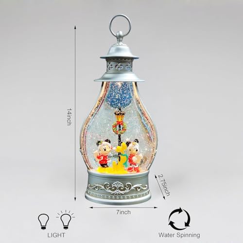 Lighted Christmas Water Spinning Lantern - Glitter Swirl Snow Globe Decor