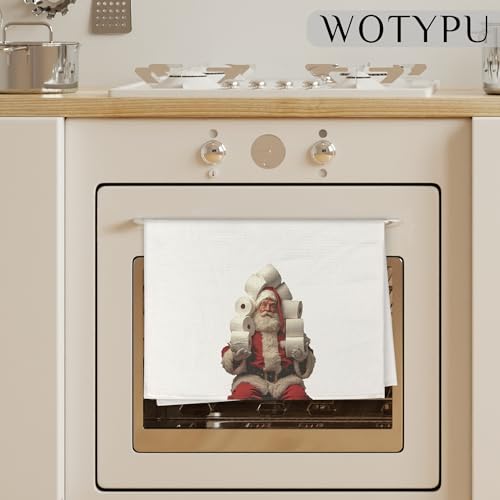WOTYPU Holiday Christmas Santa Bathroom Hand Towels - Color-6, 16x24 Inches