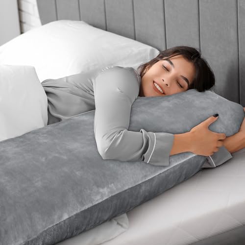 20x54 Inch Fuzzy Fleece Body Pillow Cover, Soft Plush Pillowcase with Zipper