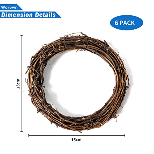 6-Inch Natural Grapevine Wreaths, 6-Piece Set for DIY Crafts and Decor