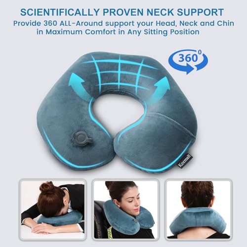 Keemall Portable Inflatable Travel Neck Pillow - Ergonomic U-Shaped Support
