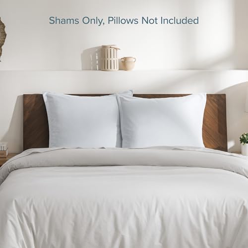 Euro Pillow Sham Covers Set of 2, Ultra-Soft Brushed Fabric, White 26x26