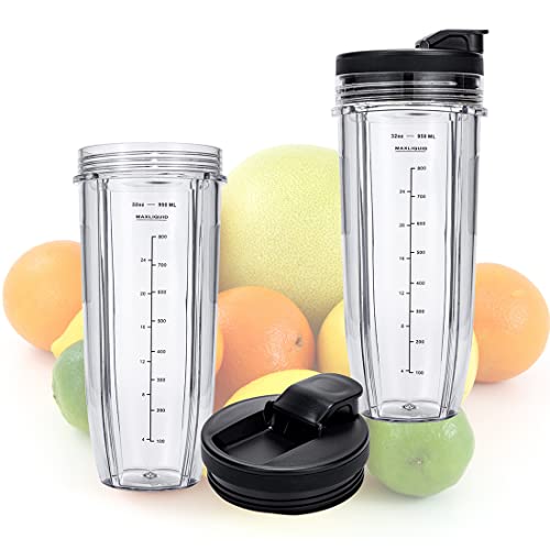 32oz Replacement Blender Cups with Sip and Seal Lids - 2 Pack