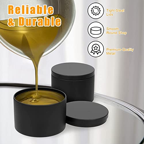 24 Pcs 8oz Black Metal Candle Tins with Lids for DIY Candle Making